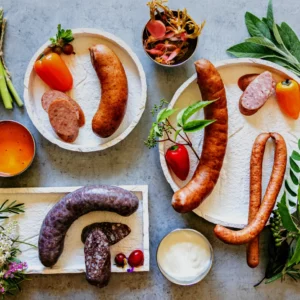 kulma wędliny tradycyjnie wędzone zdrowe smaczne mięso sklep internetowy stacjonarny gdów Zestaw Grillowy [kiełbasa firmowa, kulminki, kiełbaski śląskie, kaszanka/kiszka]